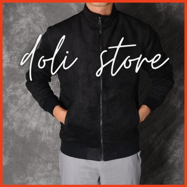 Áo khoác nam da lộn lót lông , áo bomber nam cổ cao đẹp thiết kế trẻ trung thời trang DOLI STORE - DL02