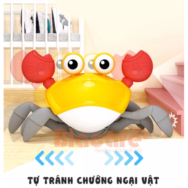 Con cua cảm biến thông minh đồ chơi cua cảm ứng tự tránh chướng ngại vật có nhạc và đèn Có kèm sạc- ZoZoKids