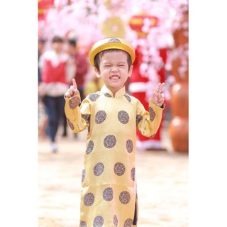 Áo dài gấm Thái Tuấn bé trai kèm mấn