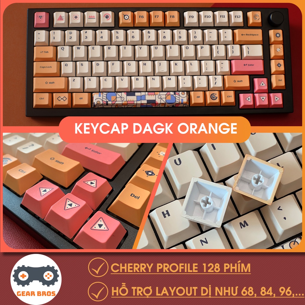Keycap DAGK Orange Thick PBT Cherry Profile 128 Phím | Gearbros