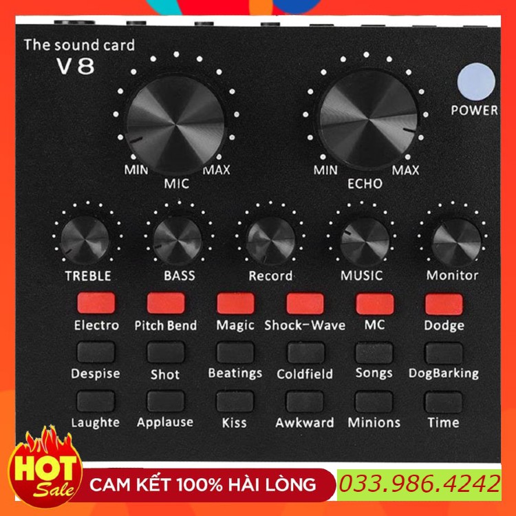 Sound Card V8 Kết Nối Blutooth Tích Hợp Chế Độ Autu-tune Phiên Bản Tiếng Anh Bảo Hành Lên Đến 6 Tháng