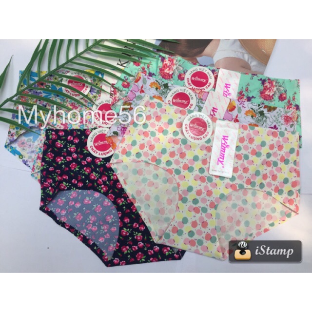 Quần lót cotton ép ko đường may có hoa văn