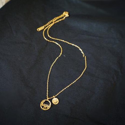 Dây Chuyền Nữ Mặt Cười Happy Titan Ko Đen TT 2839