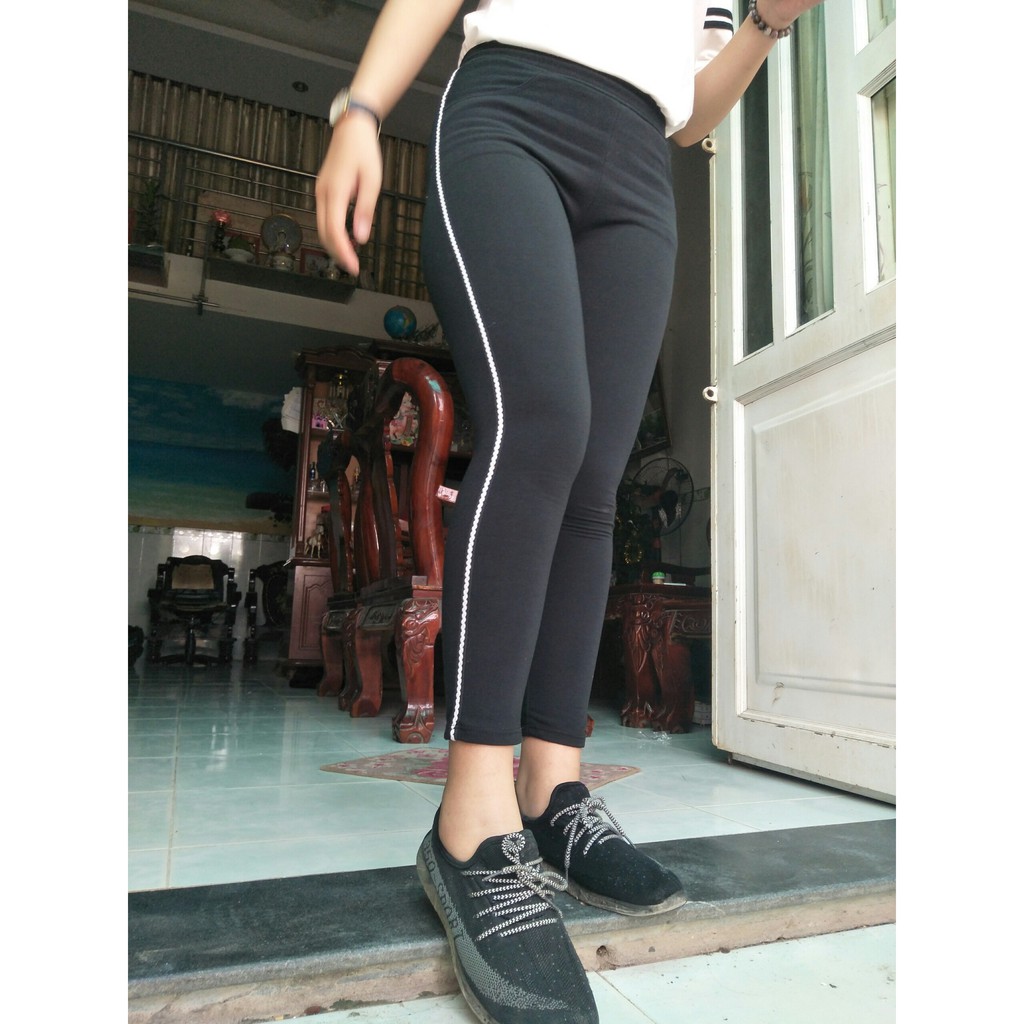 Quần thun nữ - legging (Ôm Body, sọc viền trăng) | BigBuy360 - bigbuy360.vn