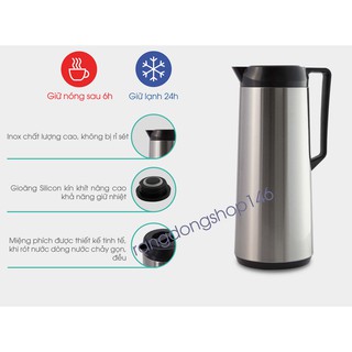 Phích nước Rạng Đông 1 lít cao cấp Inox,1040ST2.E, giữ nhiệt tốt