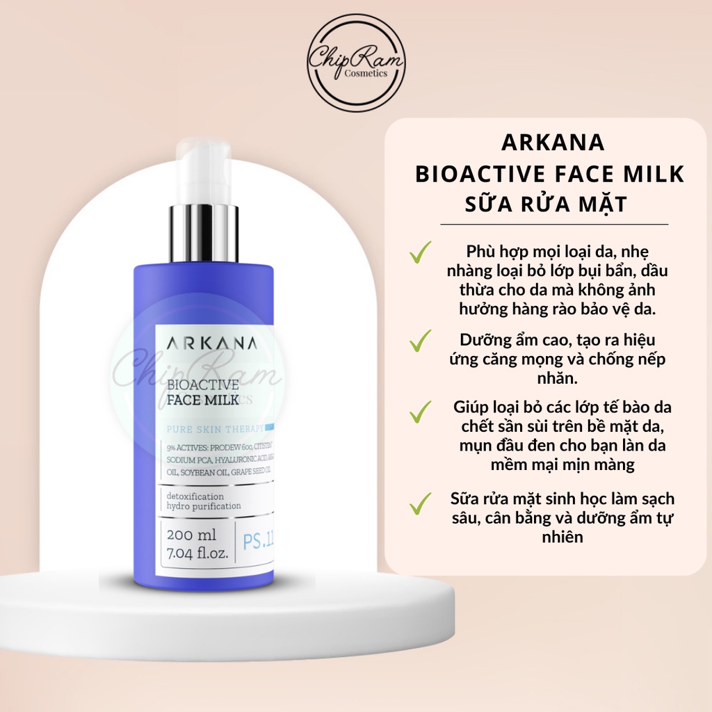SỬA RỬA MẶT HOẠT TÍNH SINH HỌC BIOACTIVE FACE MILK ARKANA 500ML