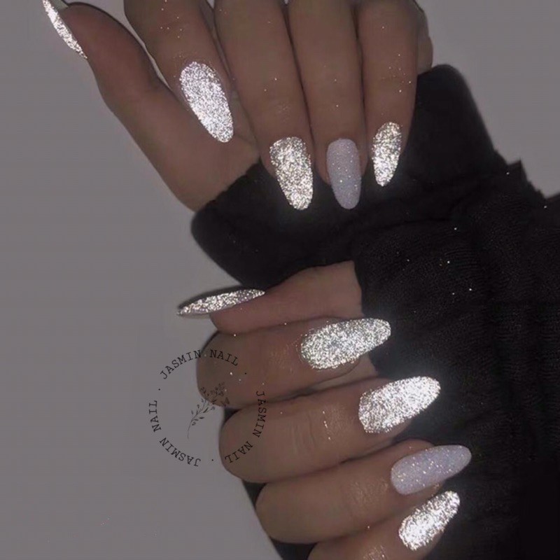 [Mã NHUQAD giảm 10% đơn 100k] [ NAIL BOX ] móng úp thiết kế sẵn mẫu đen loang sơn flash - Jasmin nailbox