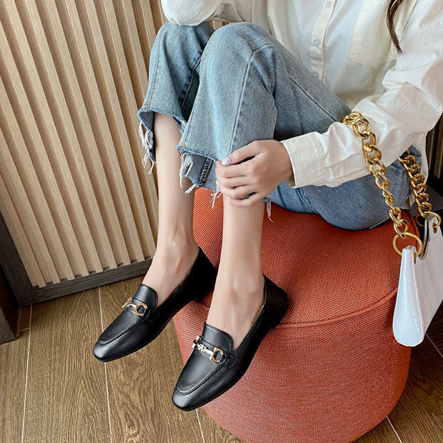 Giày Lười Da Mềm Đế Bằng Kiểu Anh Thiết Kế Dễ Thương Cho Nữ | BigBuy360 - bigbuy360.vn