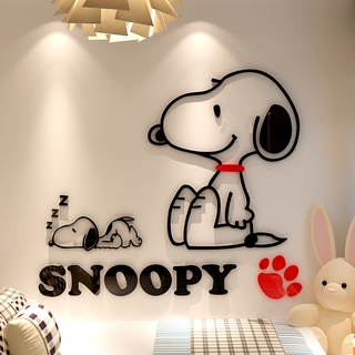 Giấy Dán Tường Họa Tiết Hoạt Hình Snoopy 3d Bằng Acrylic Trang Trí Phòng Khách / Phòng Ngủ / Nhà Trẻ