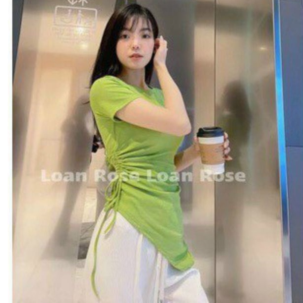 Áo thun tay ngắn  kiểu vạt nhọn rút dây 1 bên hot hit A15