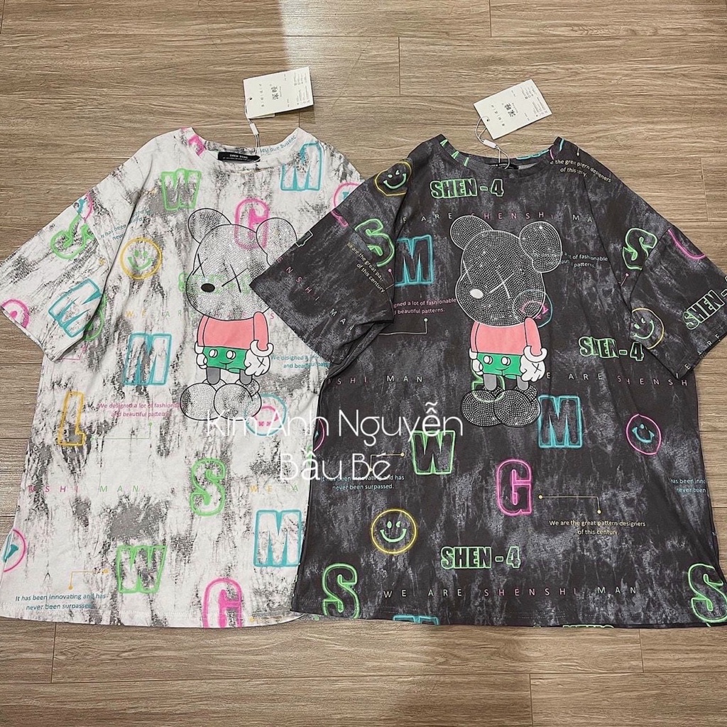 Áo thun form rộng giấu quần unisex, áo thun tay lỡ freesize chất cotton co dãn