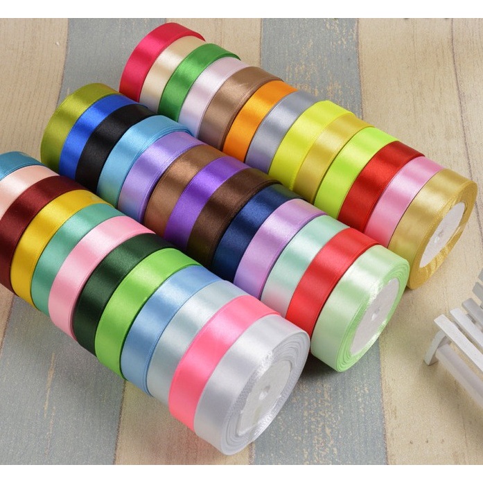 Ruy băng lụa 1cm 2cm - cuộn 22m dùng gói quà, trang trí