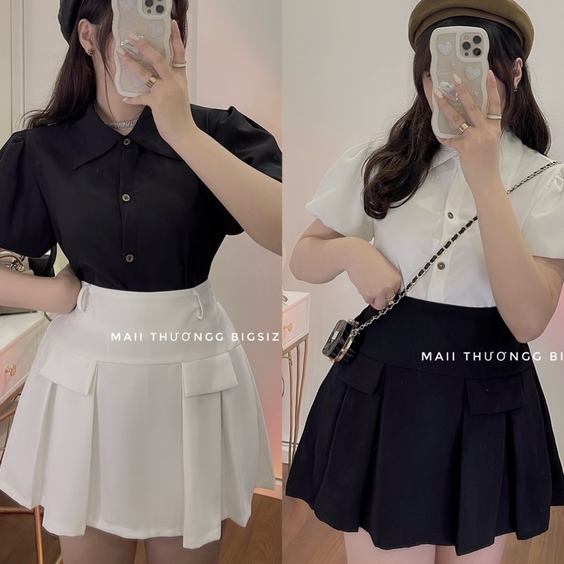CV22 Chân Váy Xếp Li Nắp Túi Maii Thươngg Bigsize Shop