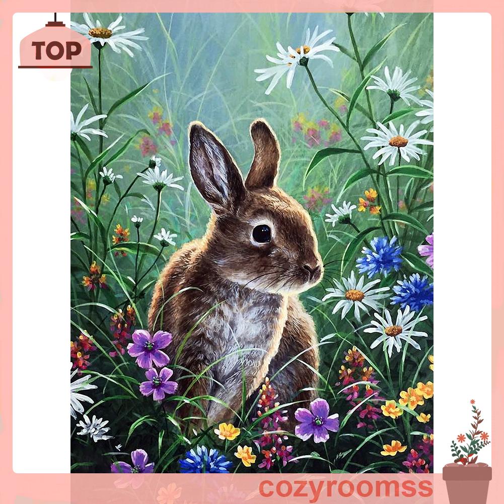 Bộ tranh đính đá 5D DIY toàn bộ hình con thỏ dành cho trang trí nhà cửa làm quà tặng