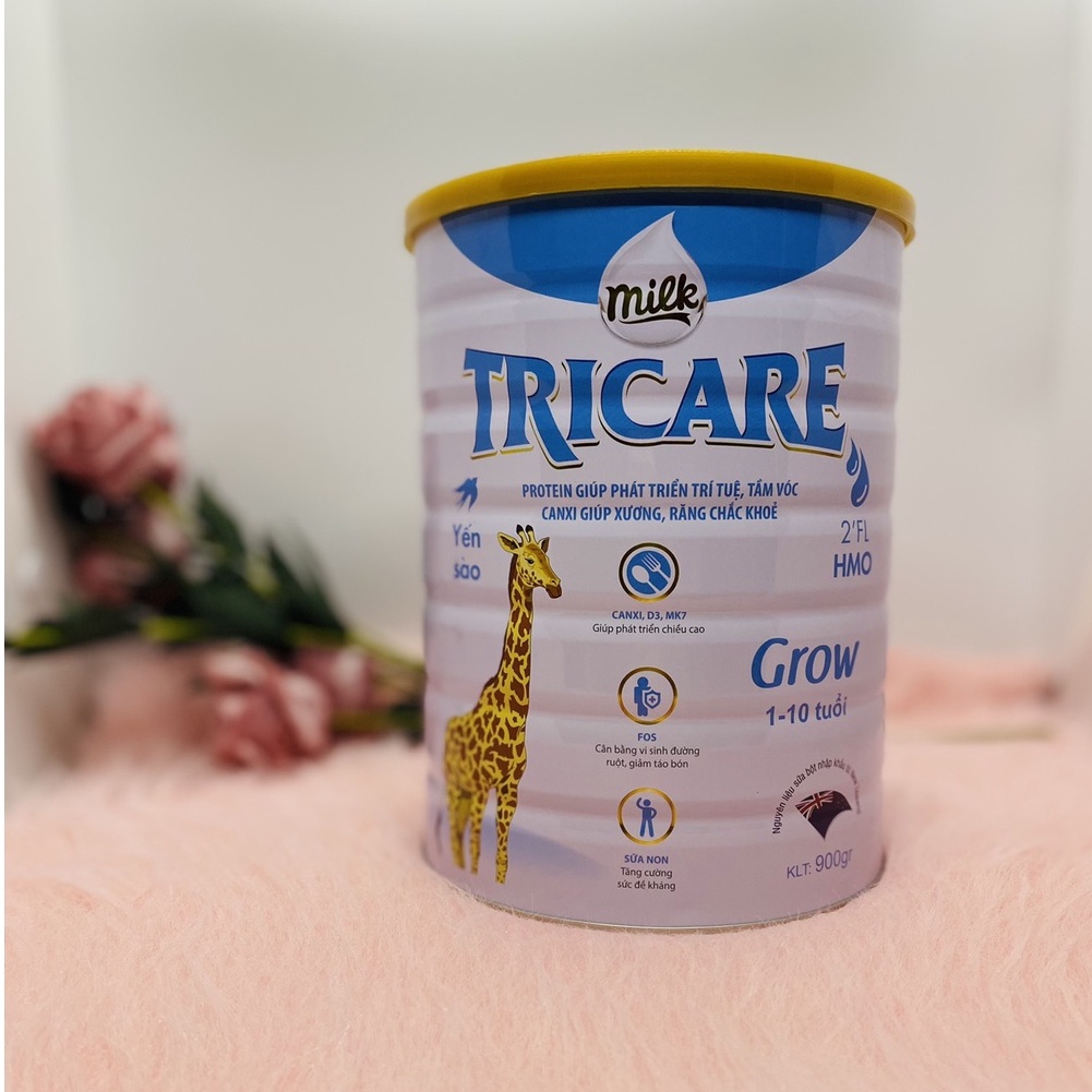 Sữa Grow Tricare hộp 900g dành cho bé từ 1-10 tuổi giúp phát triển trí tuệ và tầm vóc