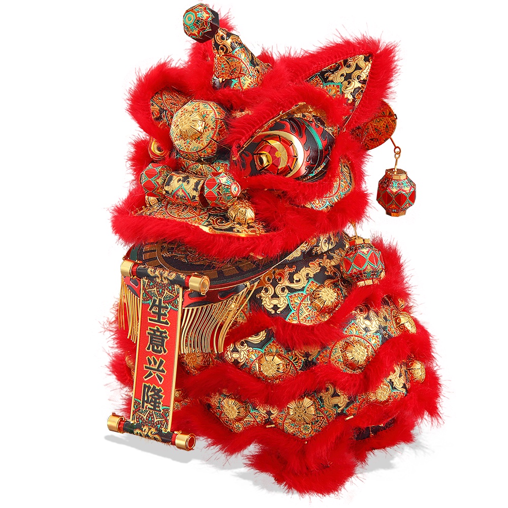 Set đồ chơi lắp ráp Piececool mô hình con lân nhảy múa 3D bằng kim loại phong cách Trung Hoa làm quà tặng