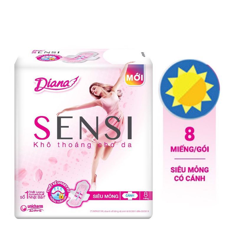 Băng vệ sinh Diana Sensi siêu mỏng có cánh 8 miếng