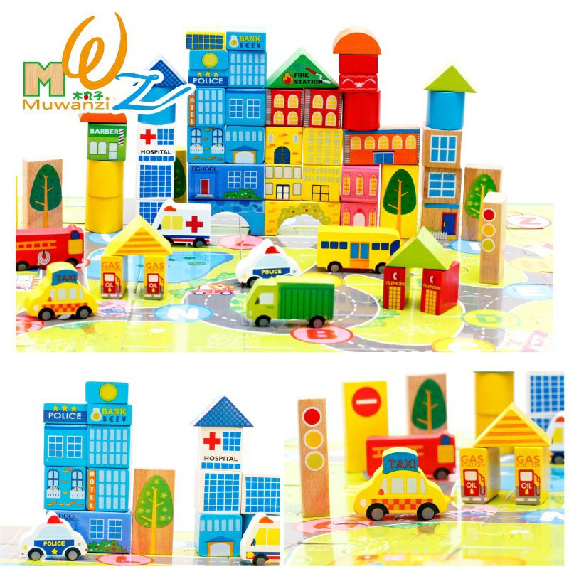 Đồ Chơi Xếp Hình 62 Chi Tiết Bằng Gỗ Cho Bé Sáng Tạo