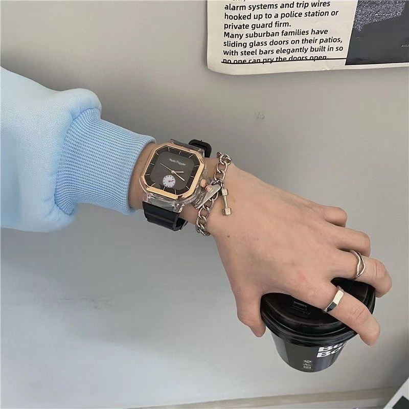 Đồng Hồ Dây Silicon Màu Trơn Phong Cách Hàn Quốc Cho Nữ