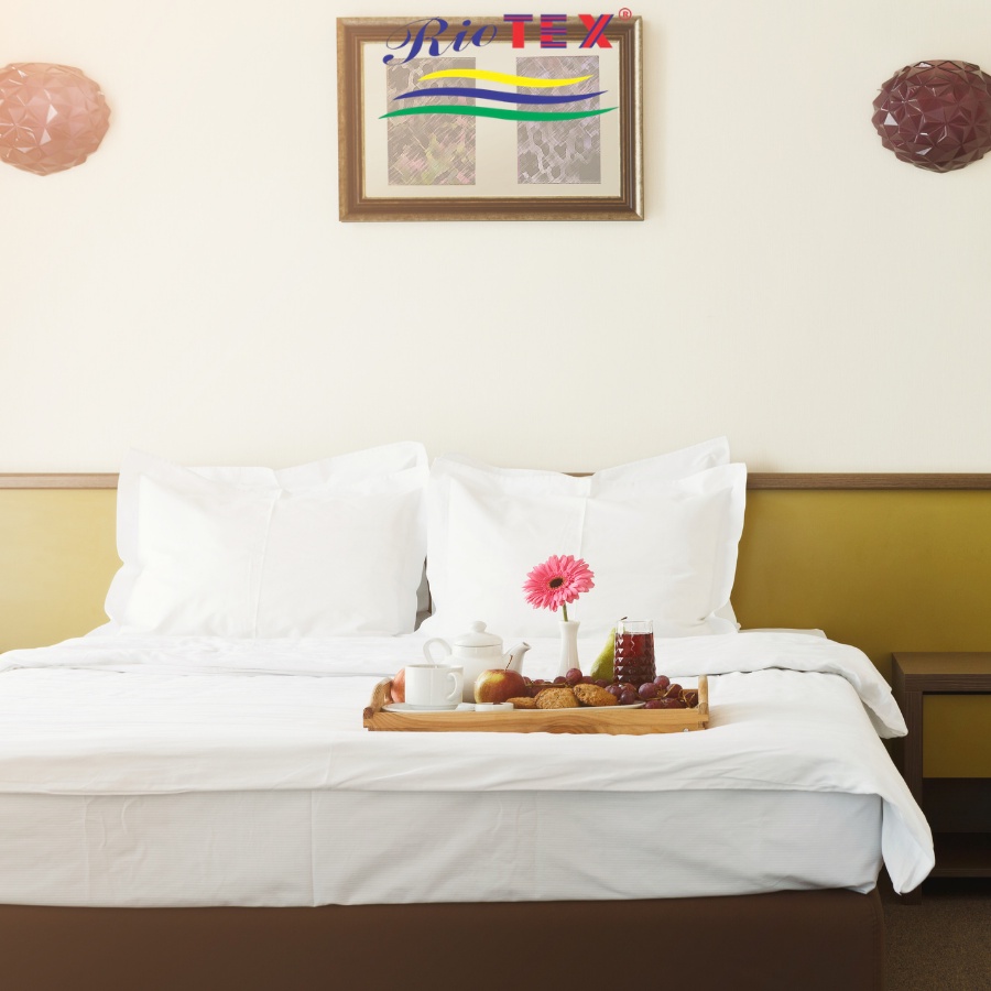 Tấm Trải Giường Khách Sạn Trắng trơn Riotex, vải CVC cao cấp.