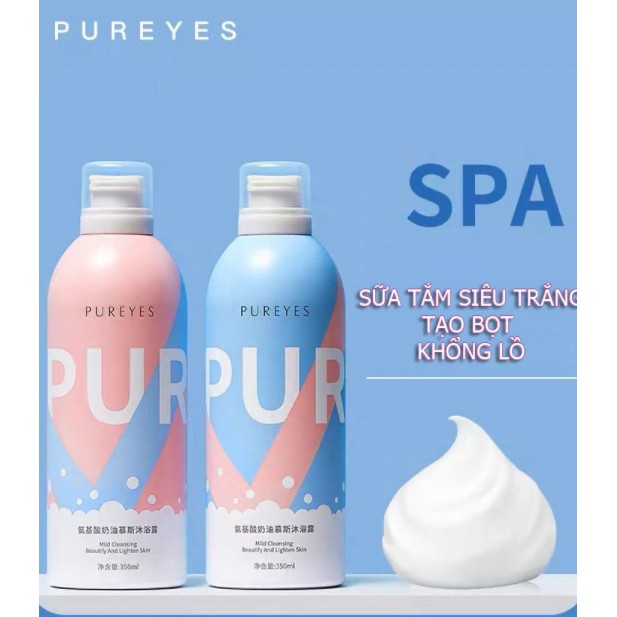 Sữa Tắm Pureyes Tạo Bọt Trắng Da 350ml - xanh hồng