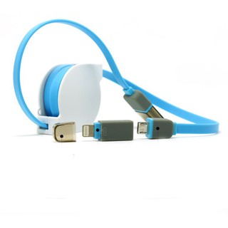 Cáp Sạc Đa Năng Dây Rút 2 Đầu Trong 1 Lightning + Micro