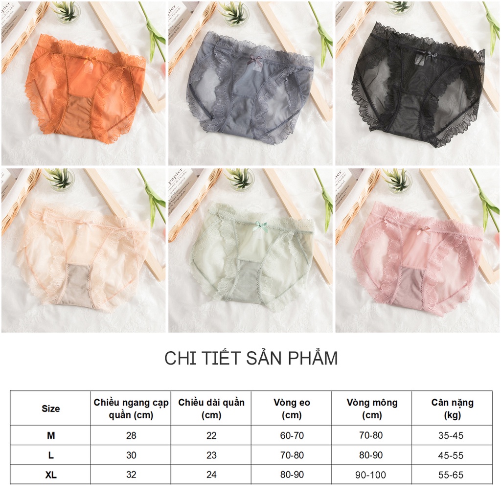 Quần lót ren  có size XL  quần chip ren tơ siêu mỏng Havana FLQ46