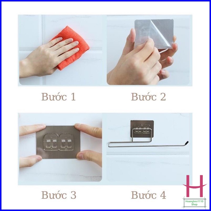 Giá inox treo cuộn giấy - khăn lau dán tường - Móc dán tường treo cuộn giấy