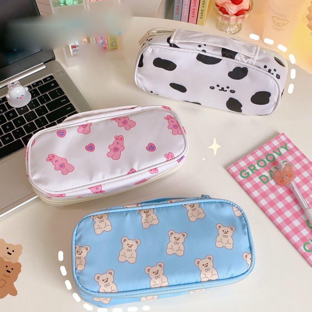 Túi Đựng Bút Bằng Vải Canvas Họa Tiết Động Vật Dễ Thương Sáng Tạo