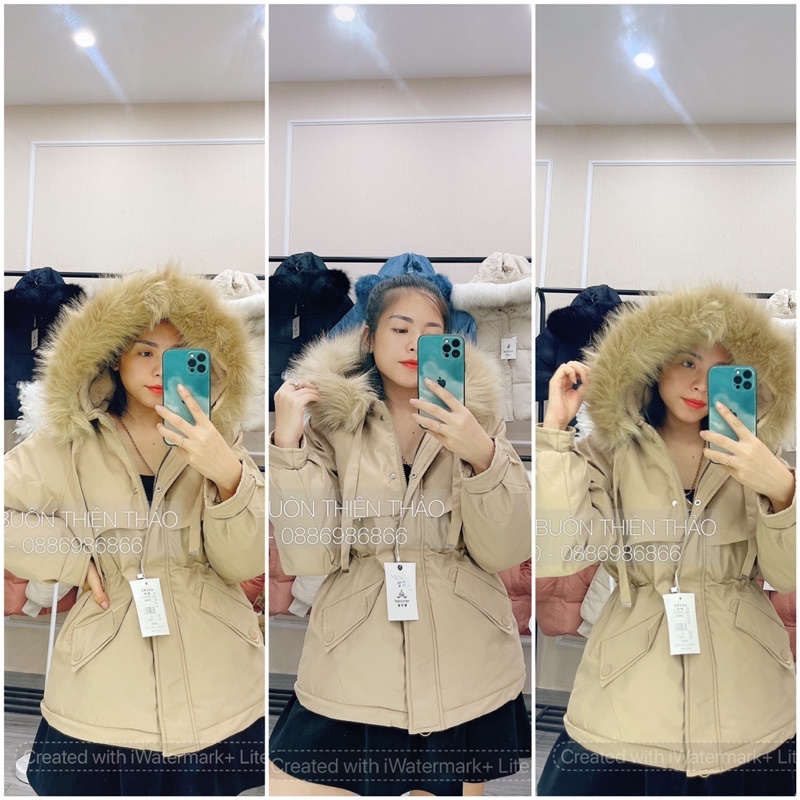 [Mã EMYEP180 giảm 15k]Áo Phao Mũ Lông Rút Eo Nữ 2021 Chất Liệu Lót Lông Cao Cấp P911 - Thiện Thảo | BigBuy360 - bigbuy360.vn