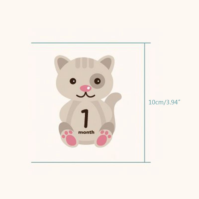 Mary☆/set Baby Monthly Sticker Milestone Record Label Cartoon Animal Month Stickers Newborn