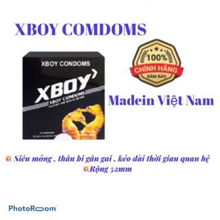 [ GIẢM CỰC SỐC ] Bao cao su Xboy - Siêu mỏng , Thân bi gân gai ,Kéo dài thời gian quan hệ - Việt Nam-Hộp 3 cái