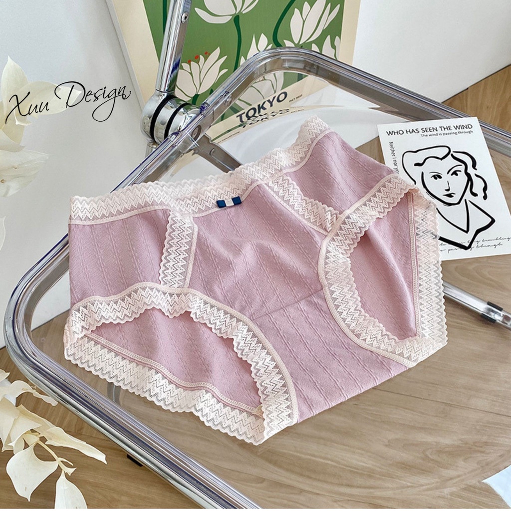 Quần lót nữ phối ren mềm mại XUU, chất liệu cotton lạnh cao cấp QC64