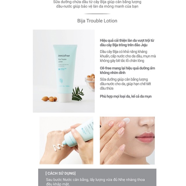 Sữa dưỡng cho da mụn,nhạy cảm Bija Trouble Lotion 100ml