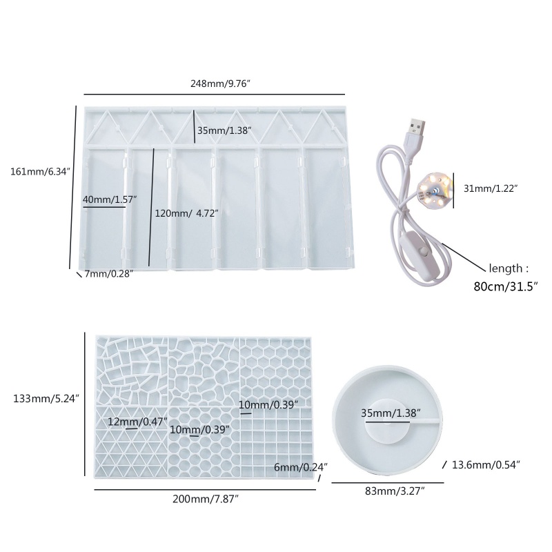 Khuôn Silicone Hình Lục Giác Làm Đồ Thủ Công Mỹ Nghệ Tái Sử Dụng Linh Hoạt