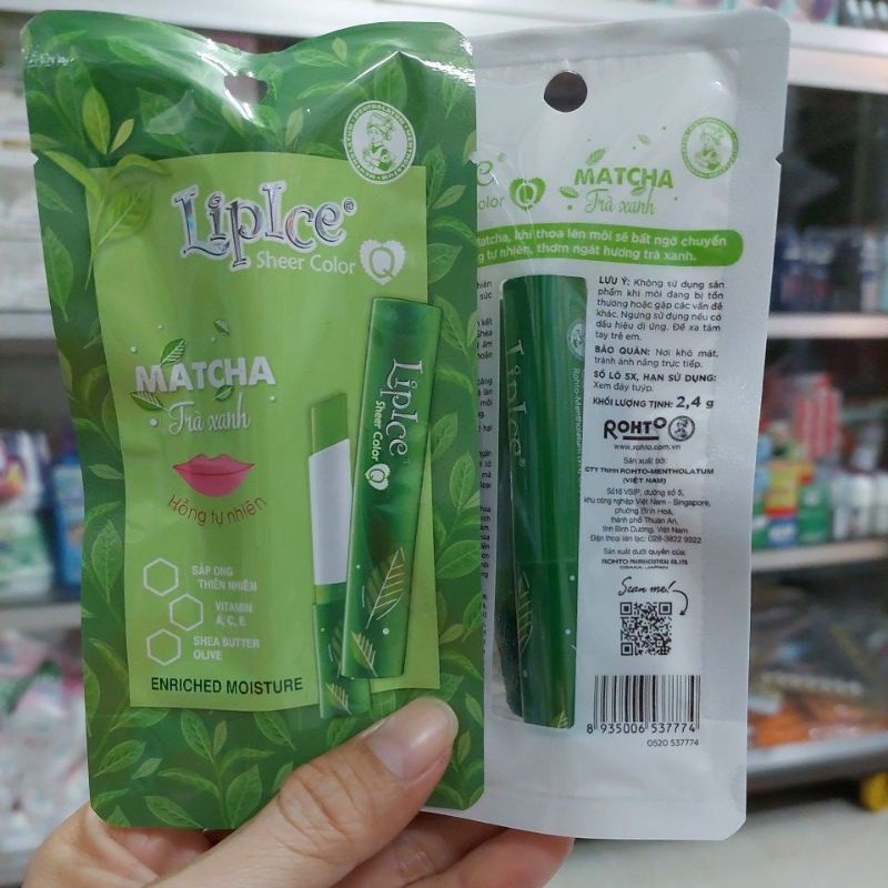SON DƯỠNG MÔI LIPICE TRÀ XANH 2.4G, HỒNG TỰ NHIÊN, HÀNG CHÍNH HÃNG