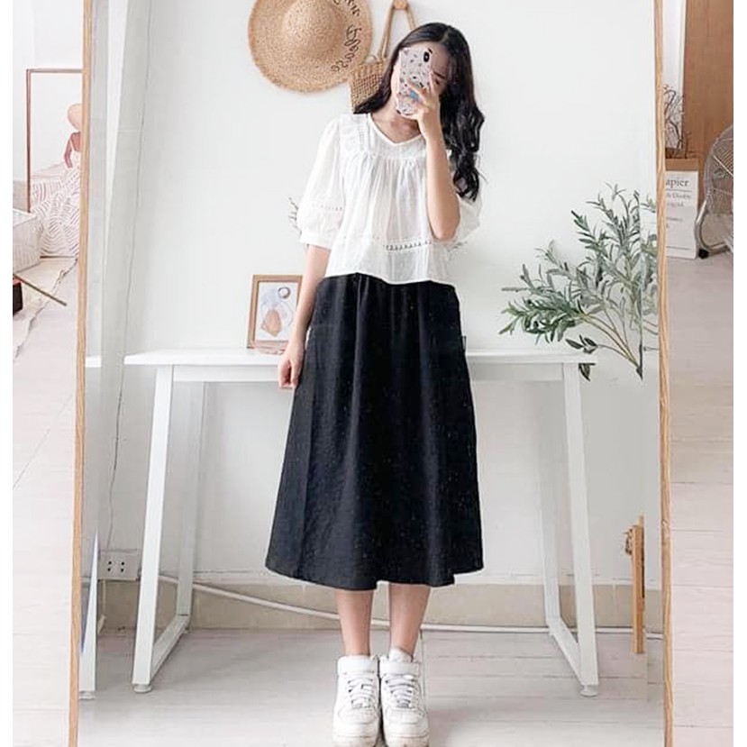 CHÂN VÁY ĐŨI HÀN TÚI XẺ - VÁY DÁNG DÀI MẶC NGOÀI ÁO NGỰC BRA THỜI TRANG NỮ (video/ảnh thật/sẵn) | BigBuy360 - bigbuy360.vn