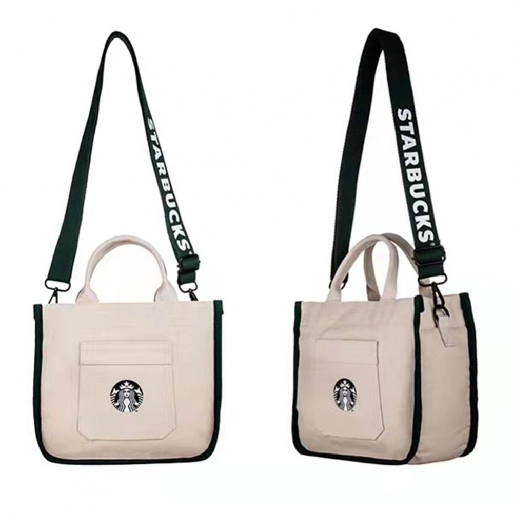Túi Tote Vải Canvas Đựng Cơm Trưa Cỡ Lớn Họa Tiết Starbucks Chất Lượng Cao