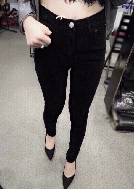 Quần bò đen rách gối và trơn | BigBuy360 - bigbuy360.vn