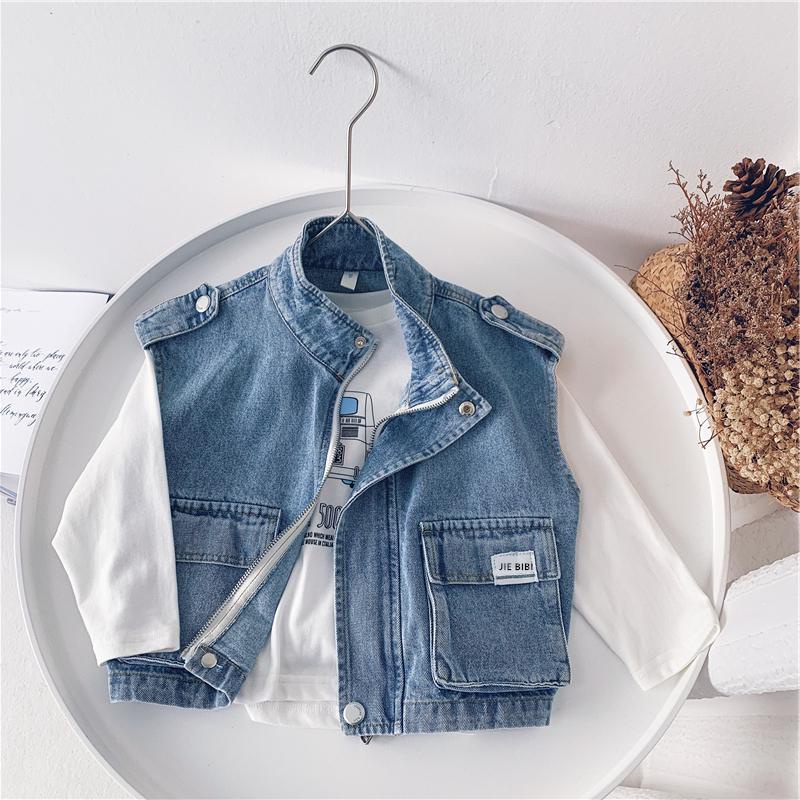 Hàng Mới Về Áo Denim Không Tay Dáng Rộng Thời Trang Xuân Thu 2022 Cho Bé Trai