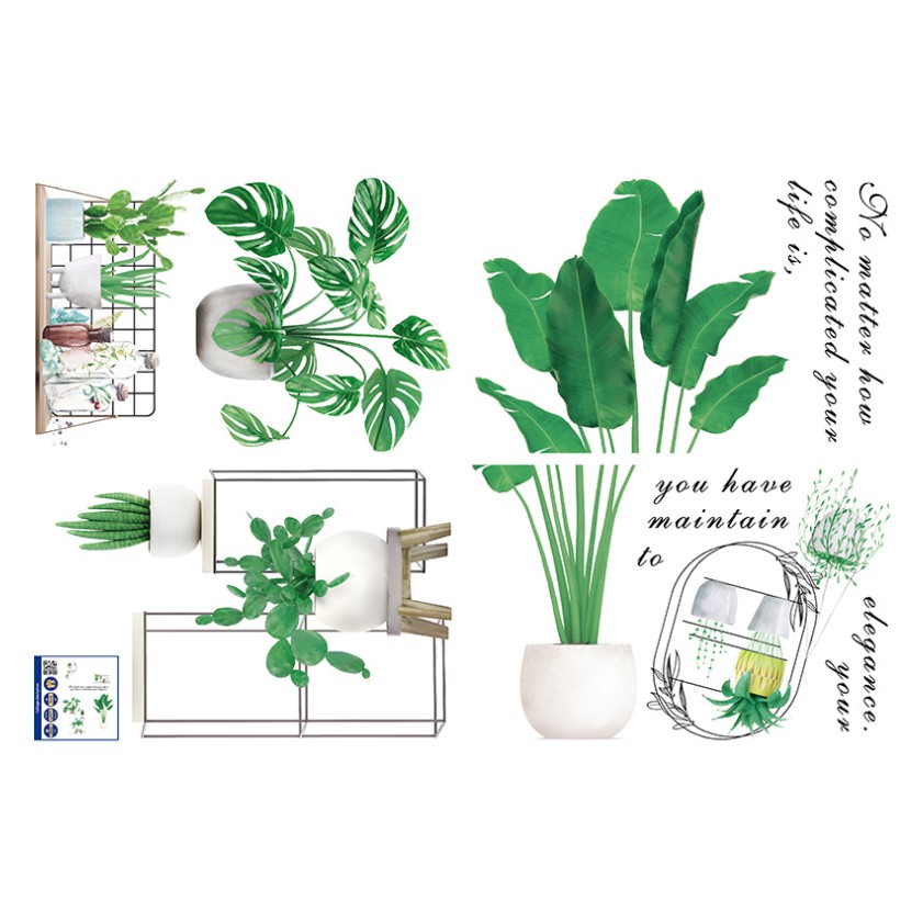 Decal dán tường trang trí - BỘ MỚICHẬU CÂY XANH MỚI