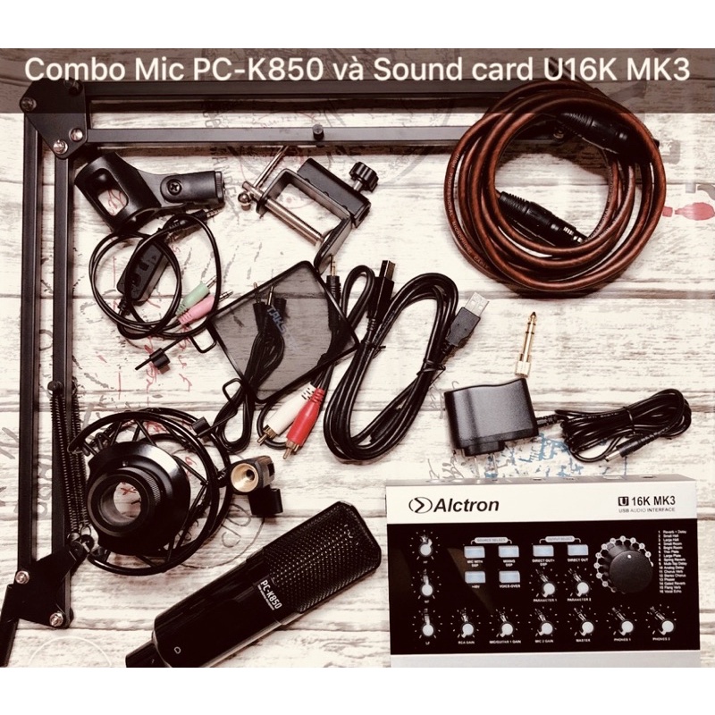 Bộ mic thu âm Takstar PC-K850 sound card u16k MK3 dây ma2- Bộ live stream Alctron u16k MK3 bản nâng cấp