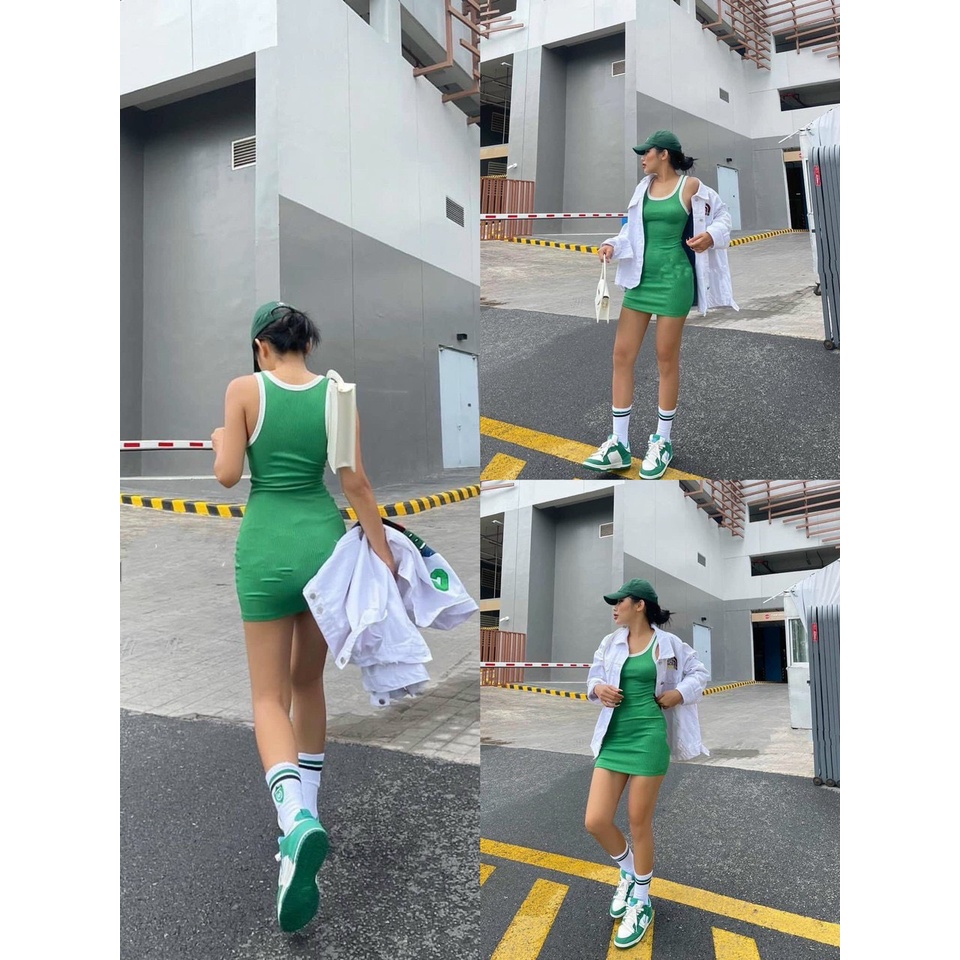 Đầm ôm body khoe dáng chất thun gân trơn xinh xắn MK45