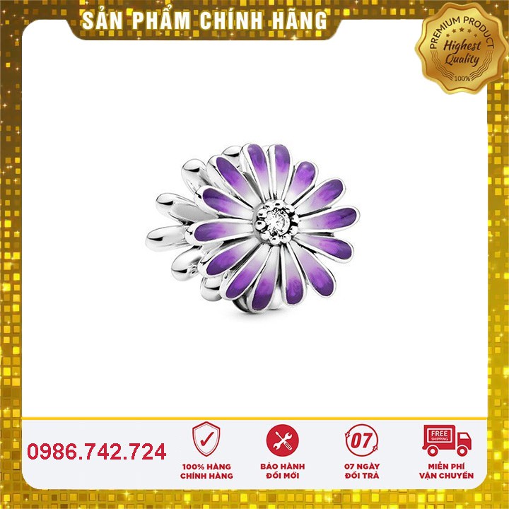 [Hàng cao cấp] Charm Bạc S925 ALE Cao Cấp - Charm Xỏ Ngang Purple Daisy Flower - Mã sản phẩm CB_HH00018