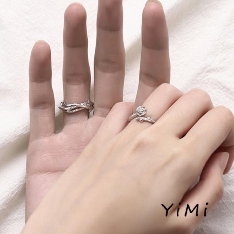 （1 cặp）  Nhẫn Hở Hình Hoa Hồng 3D Sáng Tạo Có Thể Điều Chỉnh Dành Cho Cặp Đôi