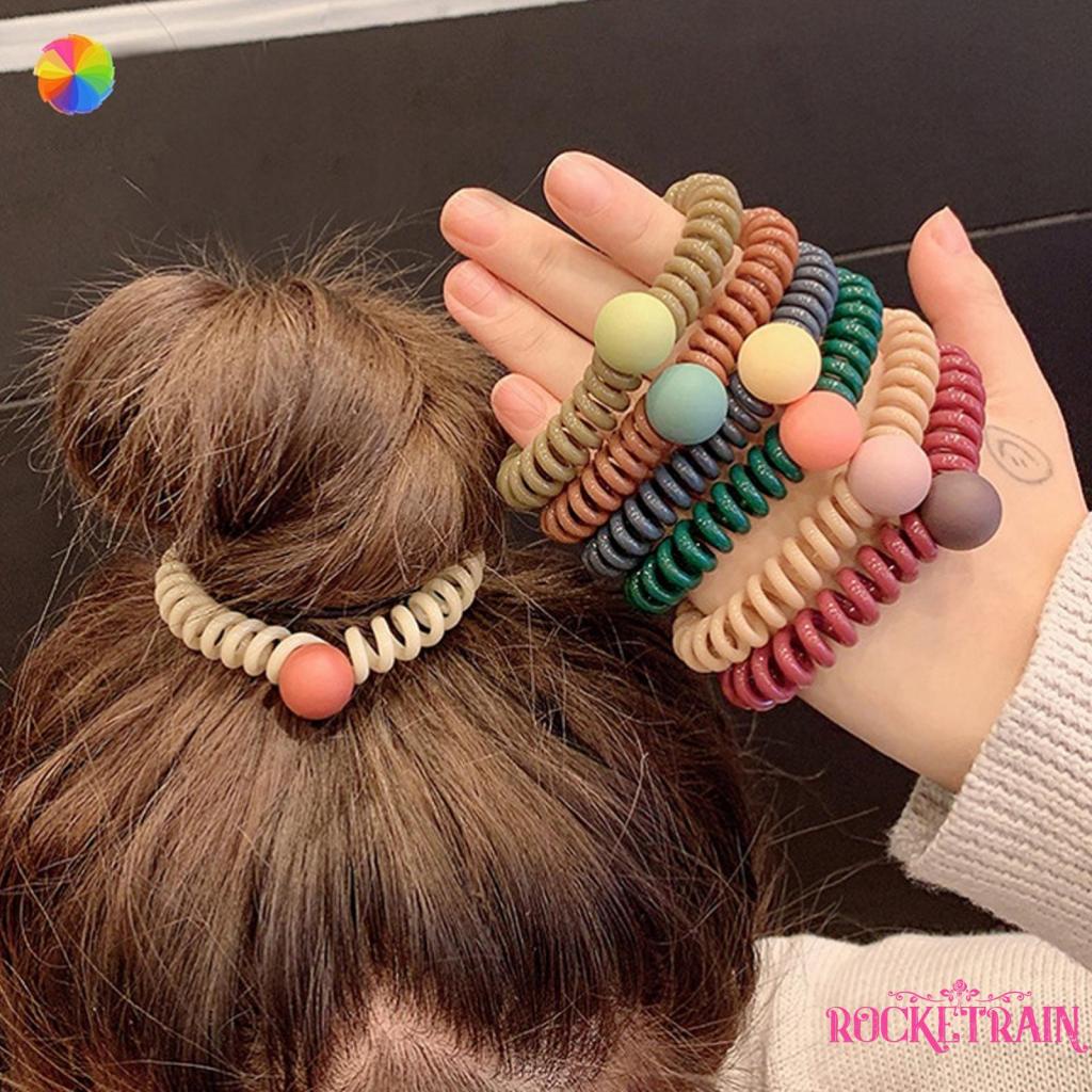 ❉Eoo❉Dây Buộc Tóc Kiểu Dây Điện Thoại Bàn Màu Sắc Đơn Giản Cho Nữ