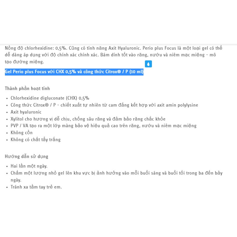 GEL PERIOPLUS DATE 11.2025 chứa Chlorhexidine digluconate0,5% 10ml- hết viêm đau nóng