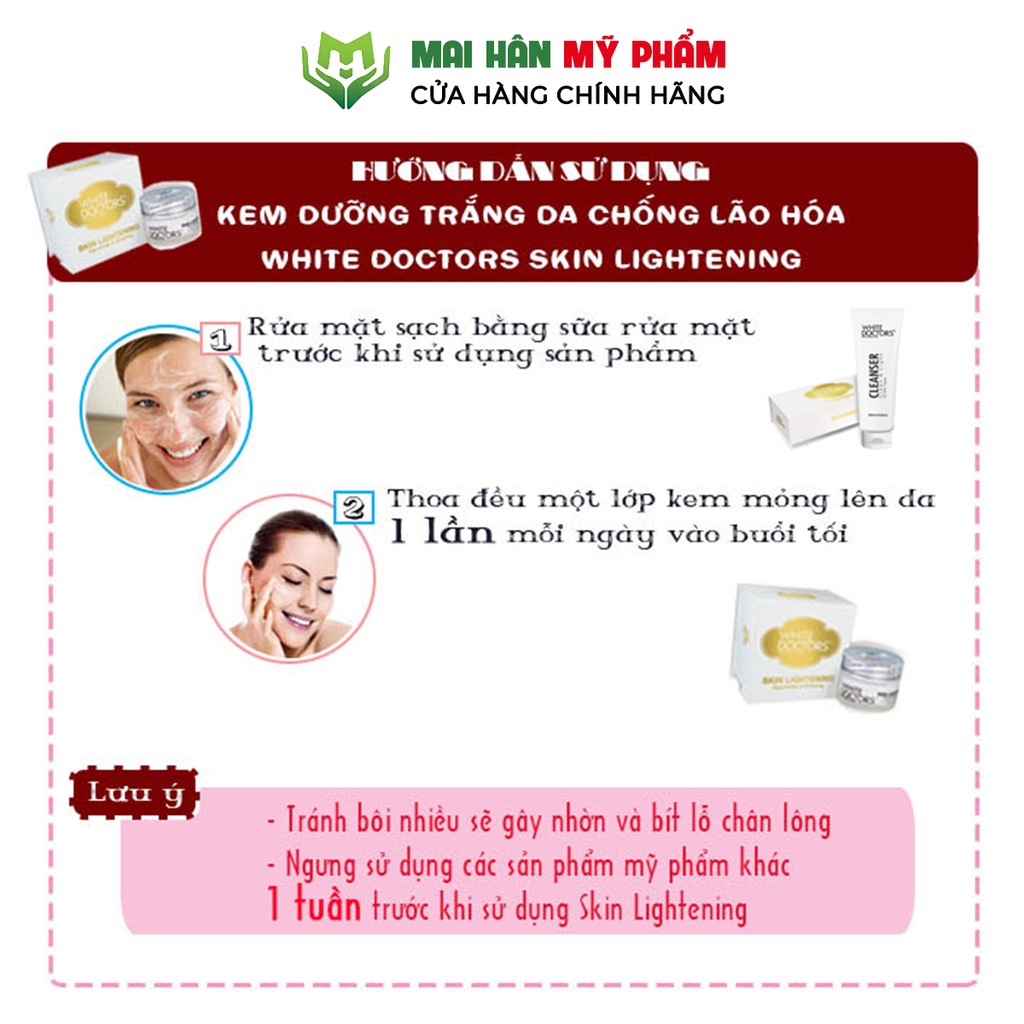 Kem dưỡng trắng da mặt chống lão hóa White Doctors Skin Lightening 40g - Mỹ Phẩm Mai Hân