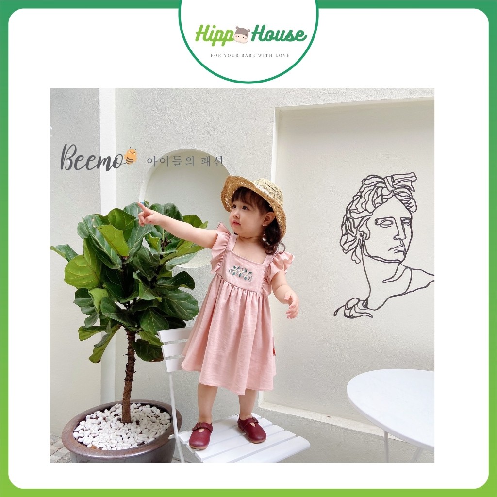 Váy Đầm Bé Gái Cánh Tiên Chất Linen Mềm Mịn Size 80-130 Hippo House