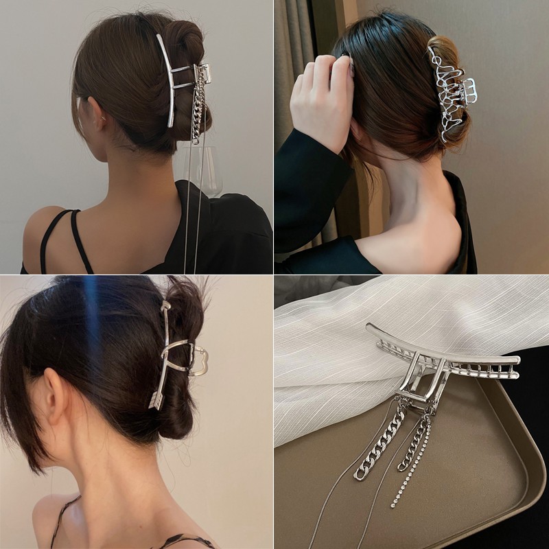 Kẹp tóc kim loại dạng chuỗi dài phong cách Hàn Quốc thanh lịch